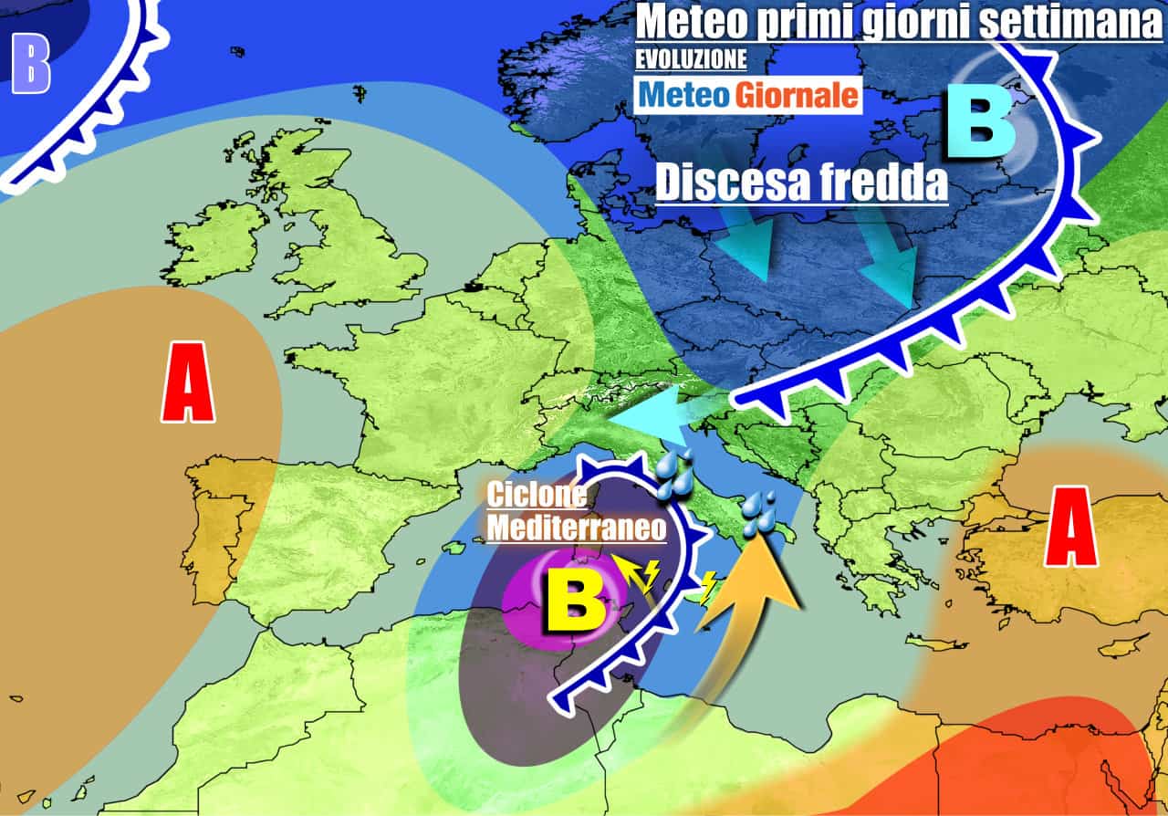METEO 7 Giorni. CICLONE bloccato. Altro MALTEMPO forte su parte d’Italia
