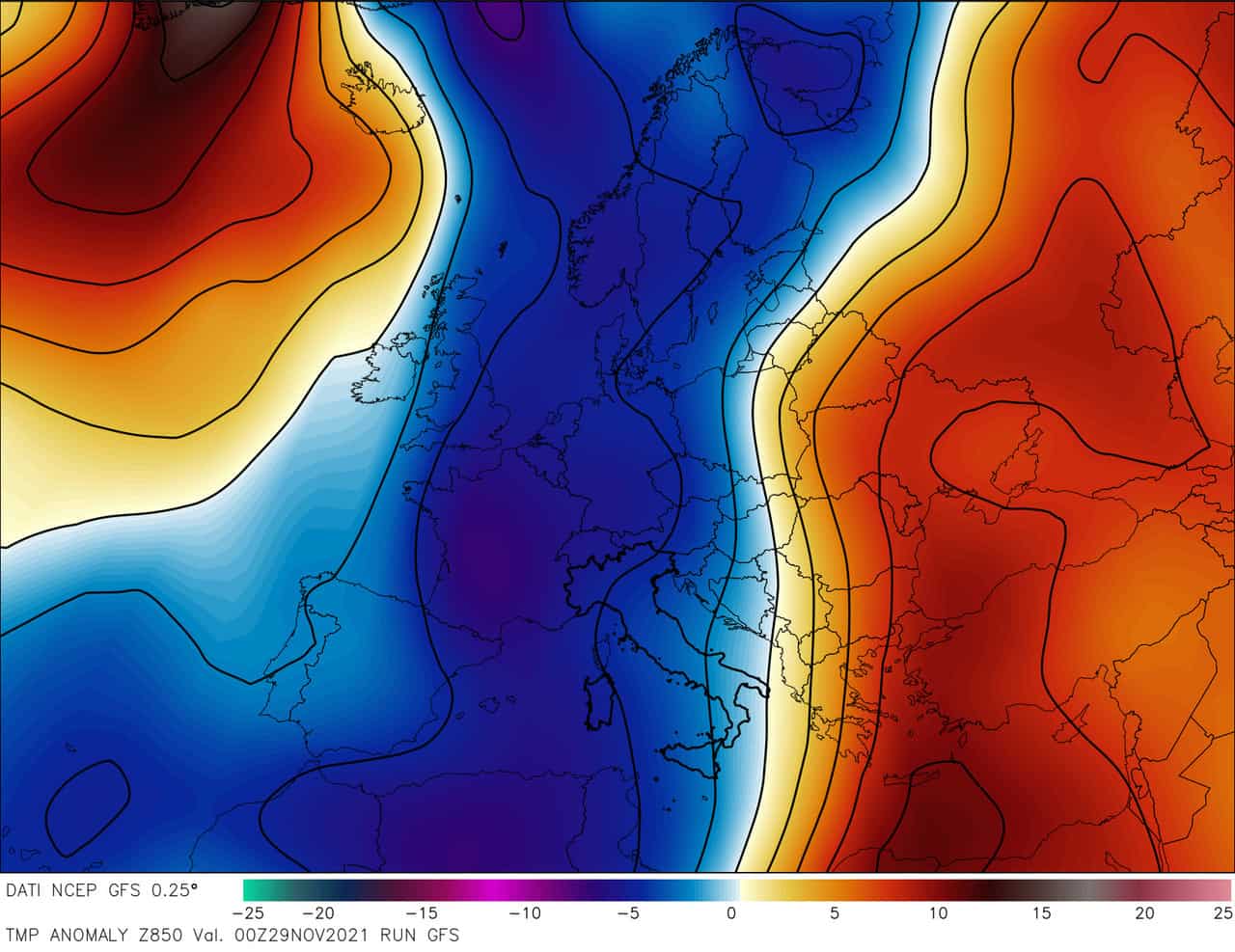 Anomalie della temperatura in quota. Questa l'imminente irruzione artica.