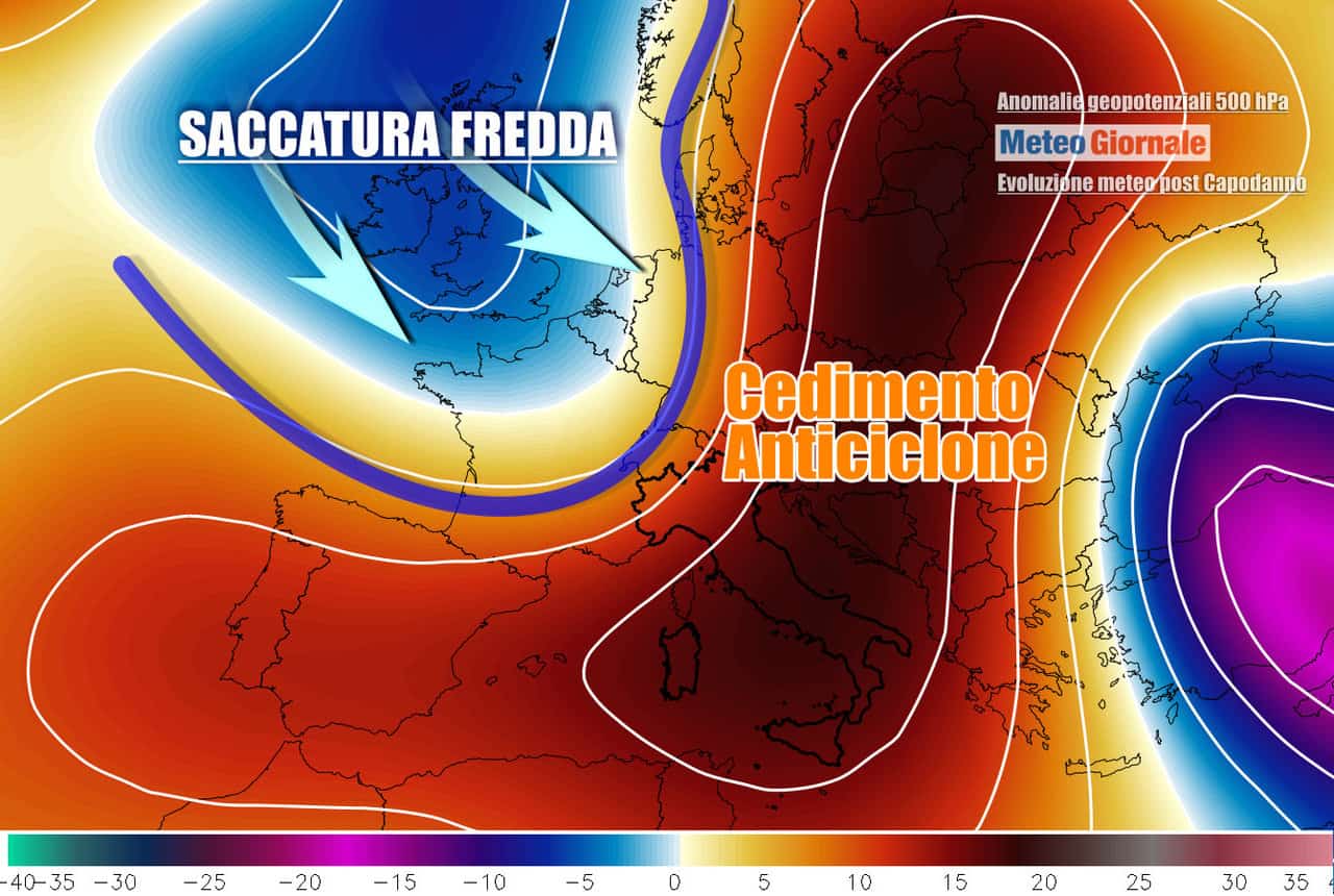 Anticiclone potrebbe perdere vigore subito dopo Capodanno