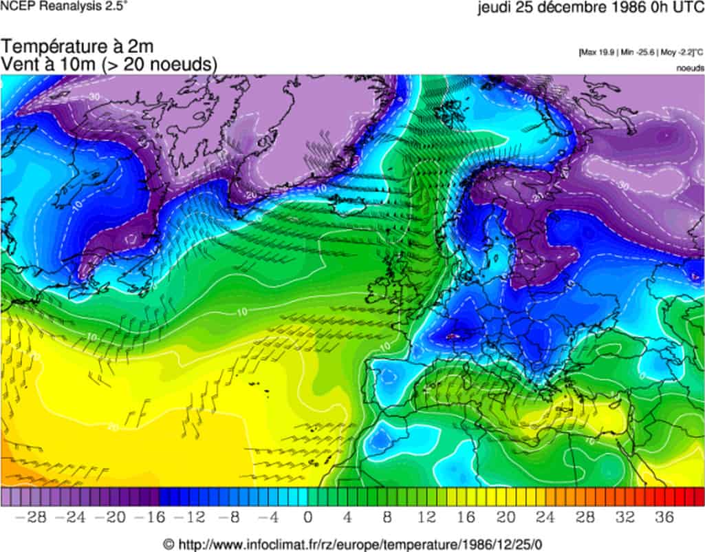 Le rigide temperature al suolo del Natale 1986