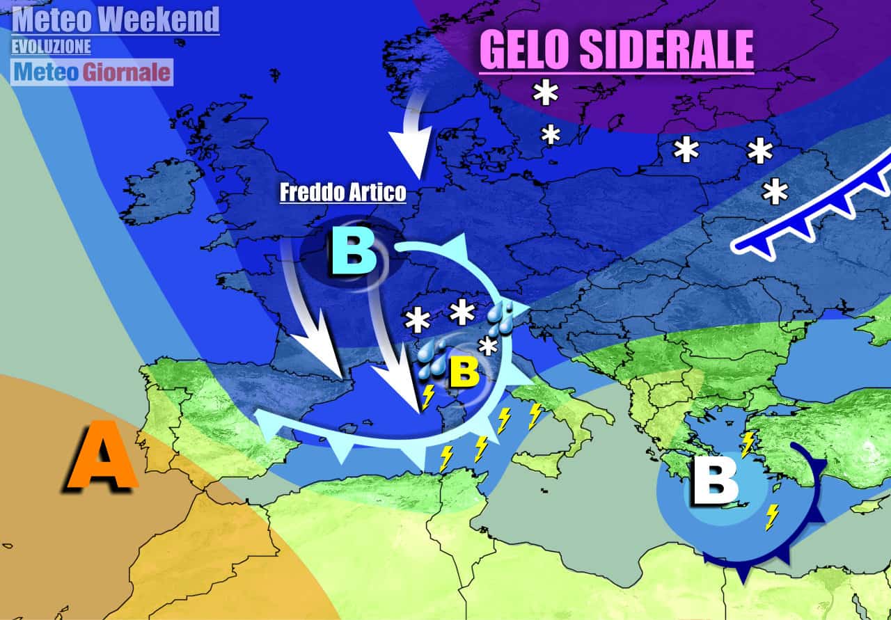 METEO sino Immacolata: MALTEMPO con irruzioni ARTICHE, NEVE a quote basse