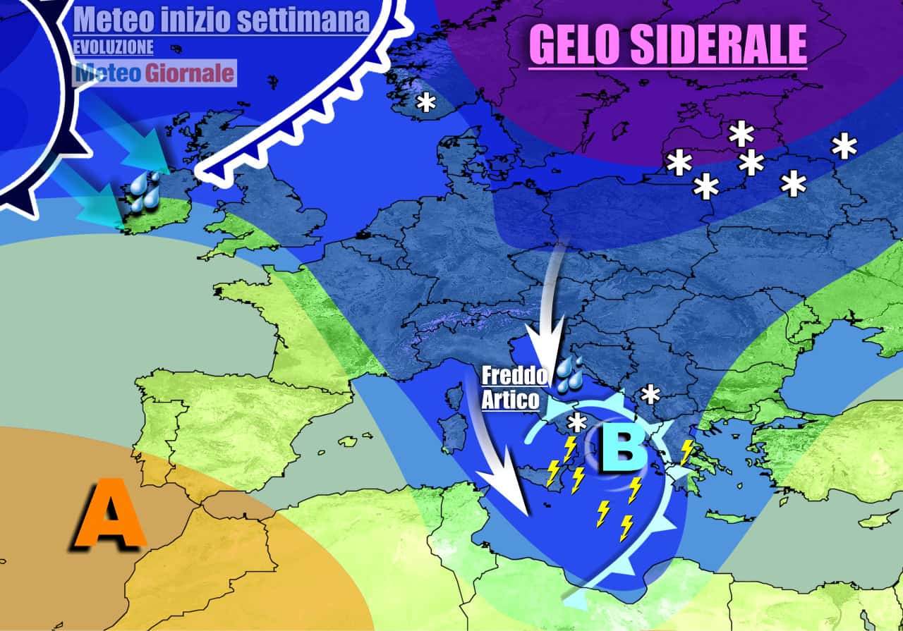 METEO 7 Giorni: altro MALTEMPO, dall’ARIA ARTICA alla NEVE fino in pianura
