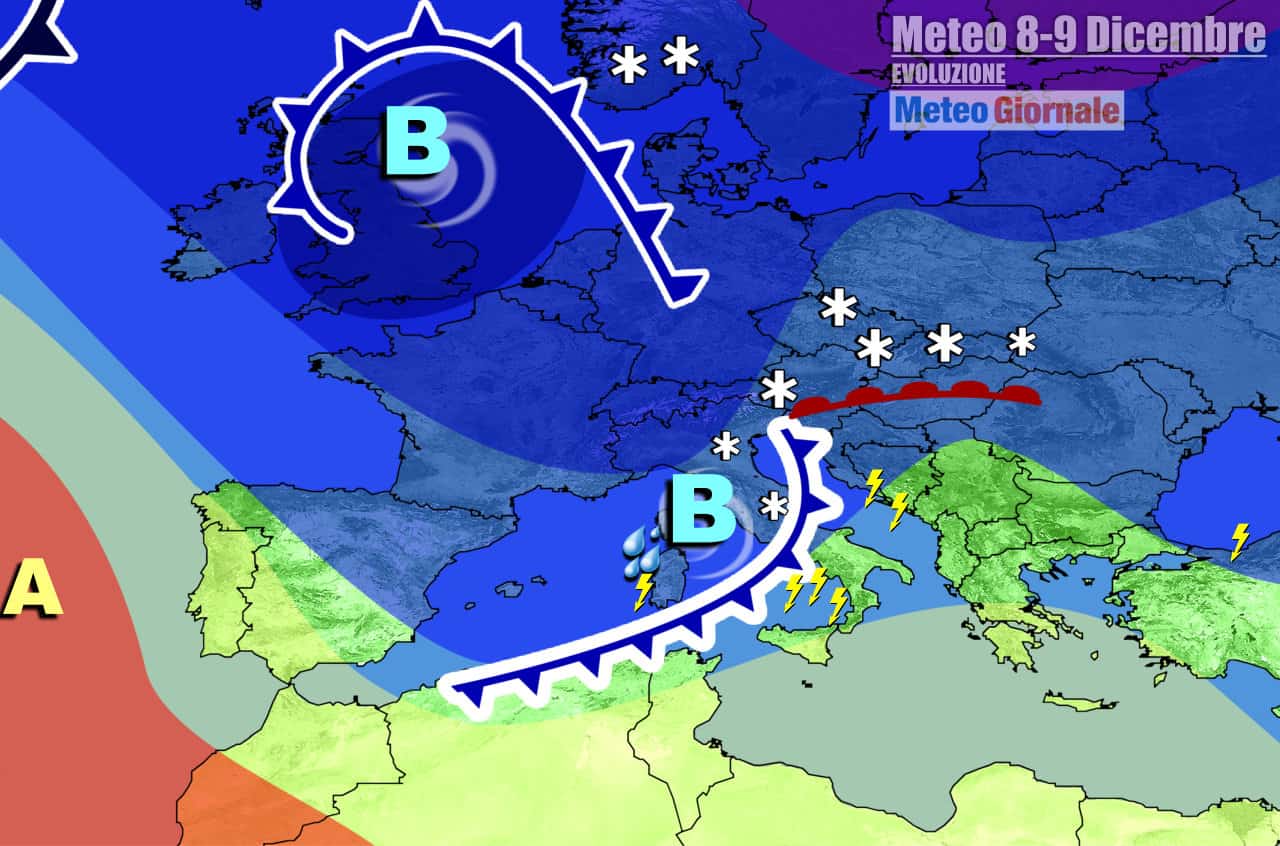 METEO settimana: PERTURBAZIONE per l’Immacolata con NEVE fino in pianura