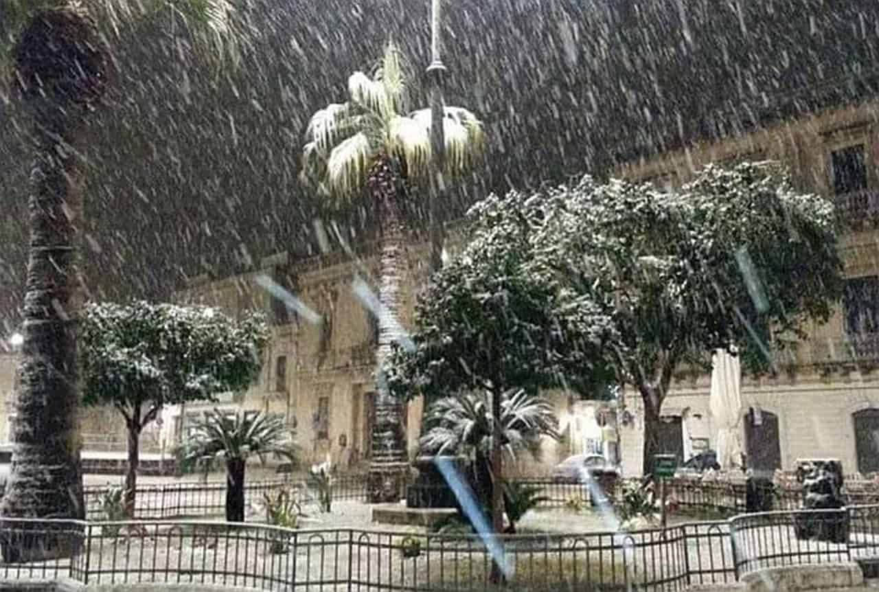 Nevicata storica sulla Sicilia sud-orientale