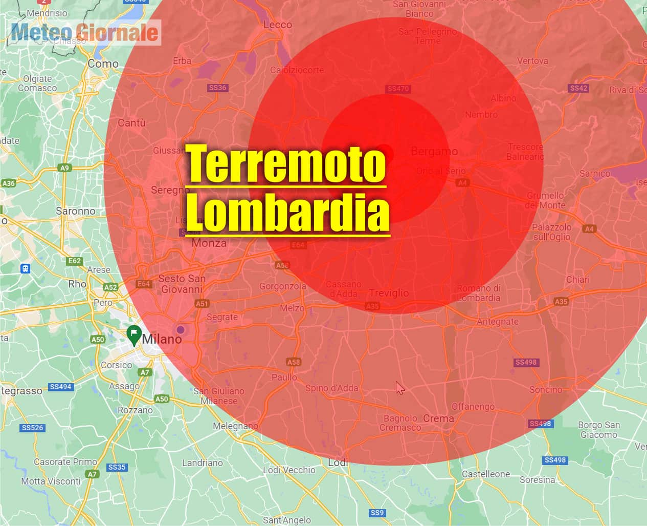 Forte scossa di Terremoto, tra 4.4 percepita Milano. Epicentro nella provincia di Bergamo di insolita intensità «nessun danno»