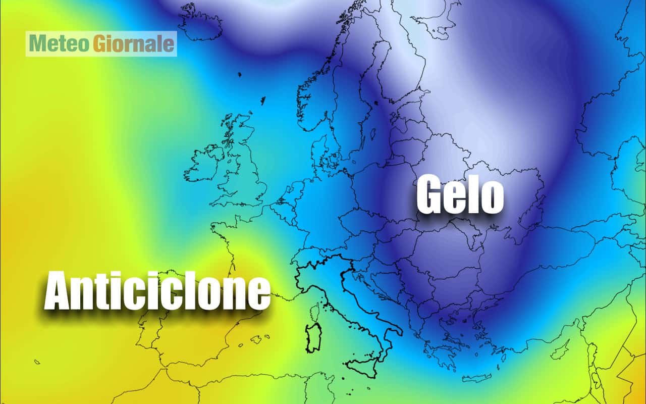 Si noti la possibile irruzione 'aria artica verso la parte orientale dell'Europa, ma ad ovest l'Alta Pressione definito, non a torto "mangia Inverno".