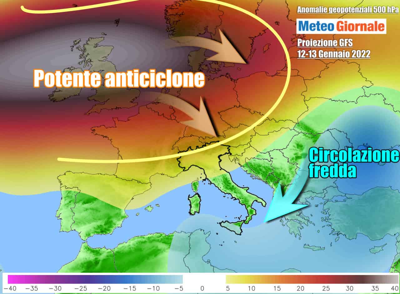 Anomalo anticiclone su mezza Europa