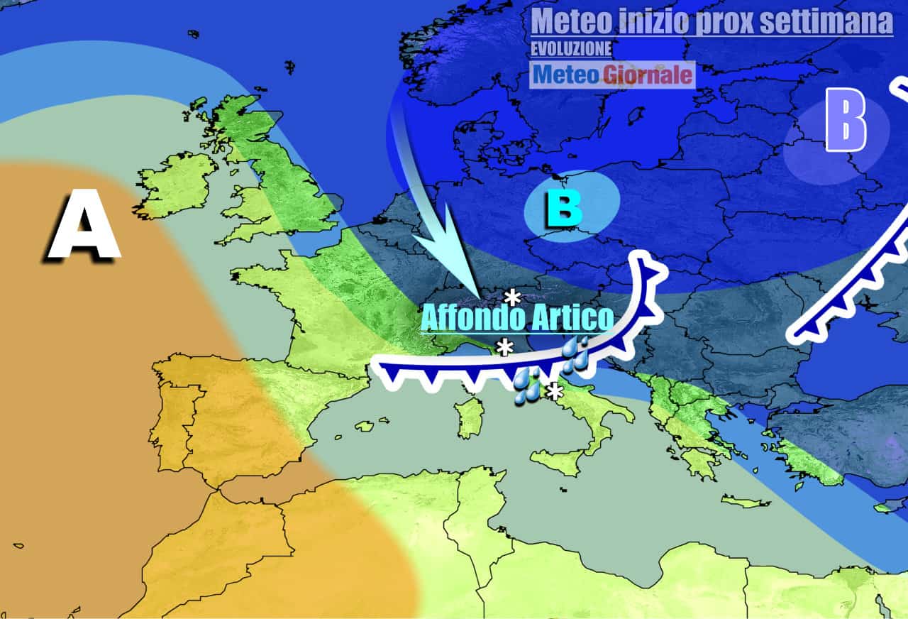 Fronte freddo in transito ad inizio settimana