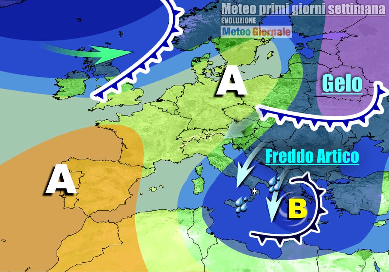 Fase invernale con anticiclone incombente