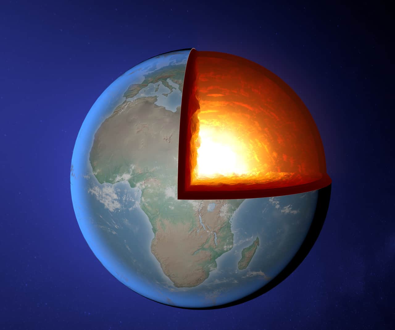 Rappresentazione del nucleo della Terra