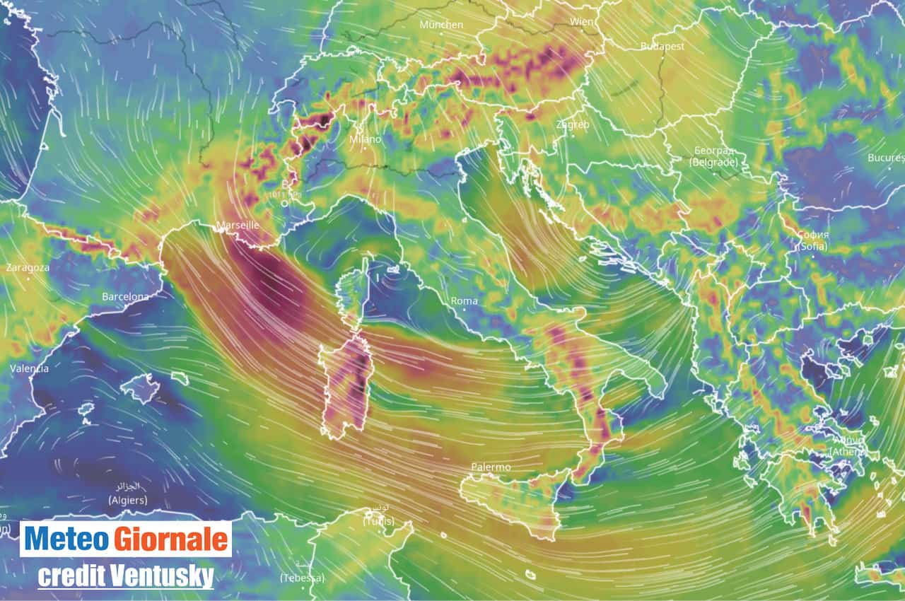 Tempesta di vento investe l’Italia. Alta Pressione verso la crisi