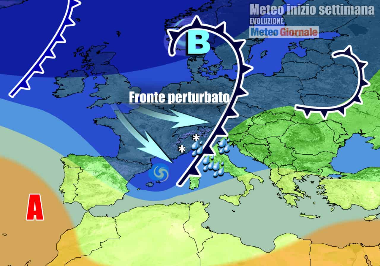 Pioggia e neve protagoniste ad inizio settimana