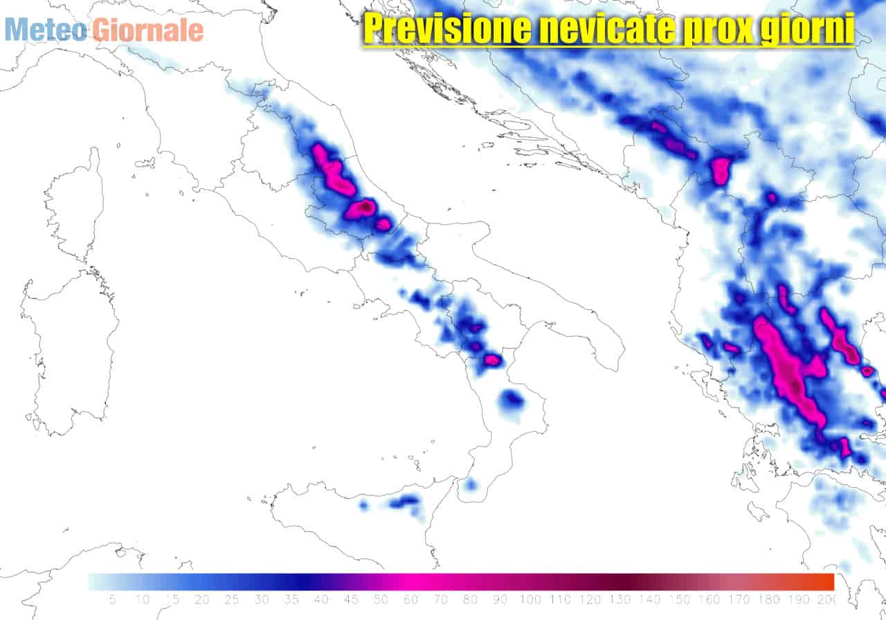 Neve molto copiosa in alcune aree appenniniche
