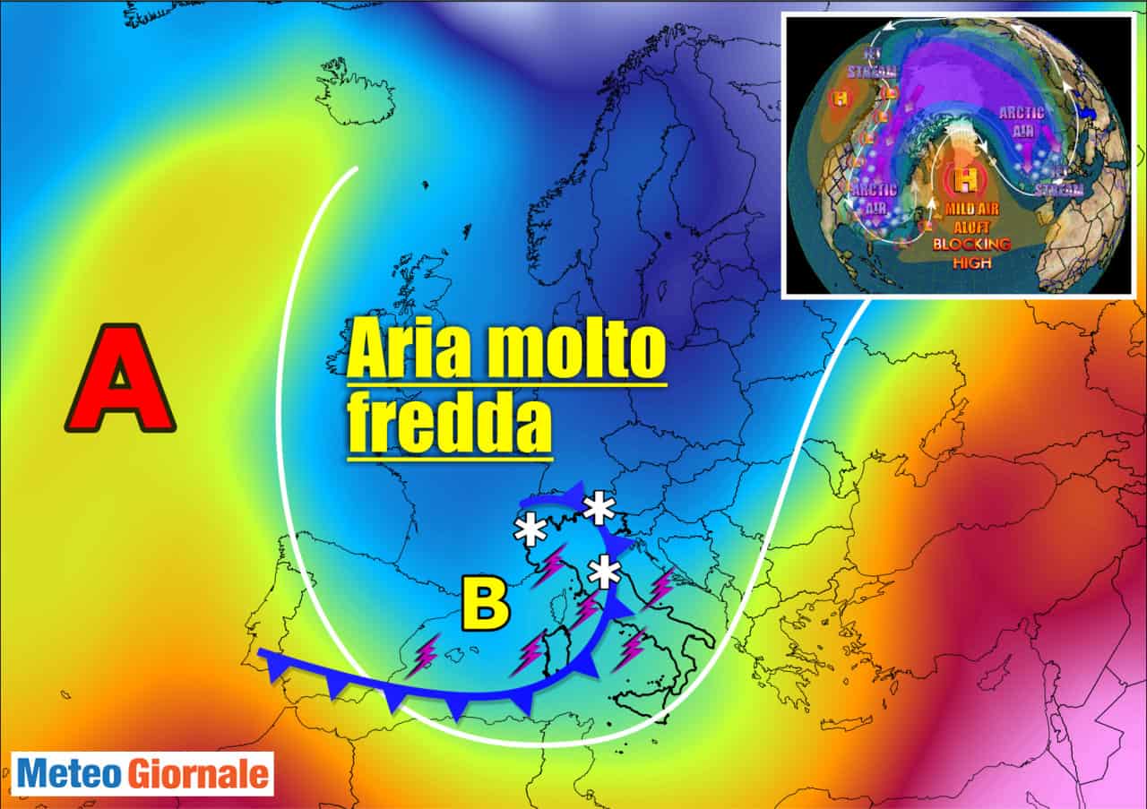 evoluzione meteo con freddo artico