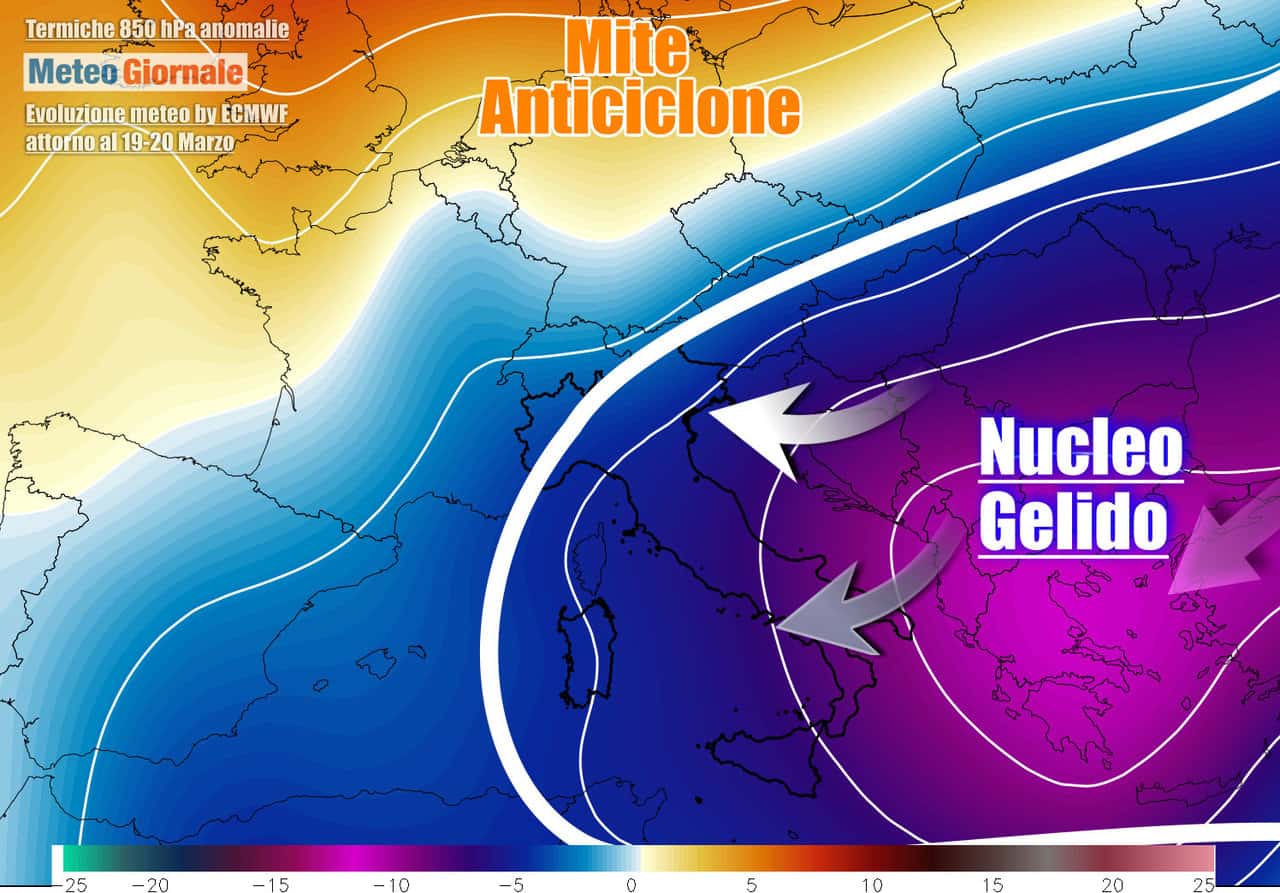 Gelo invernale tornerà di gran carriera verso l'Italia