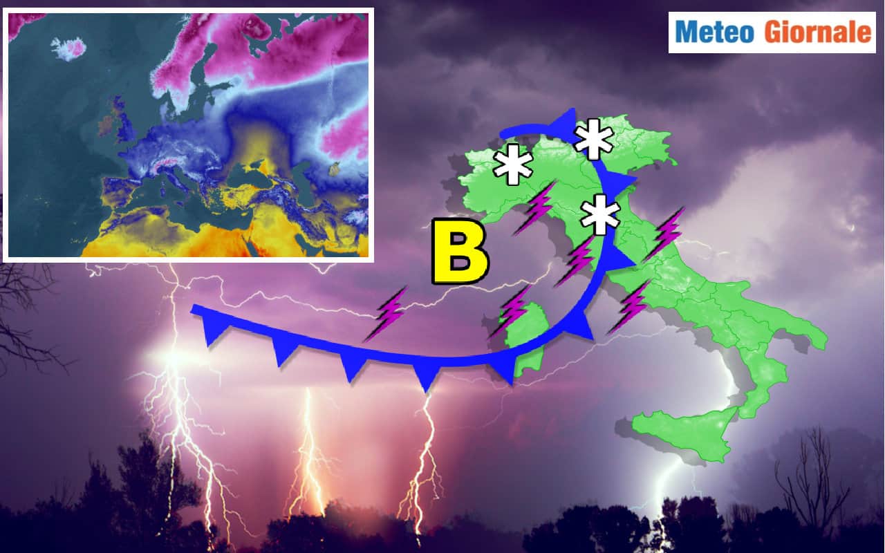 meteo con pioggia italia