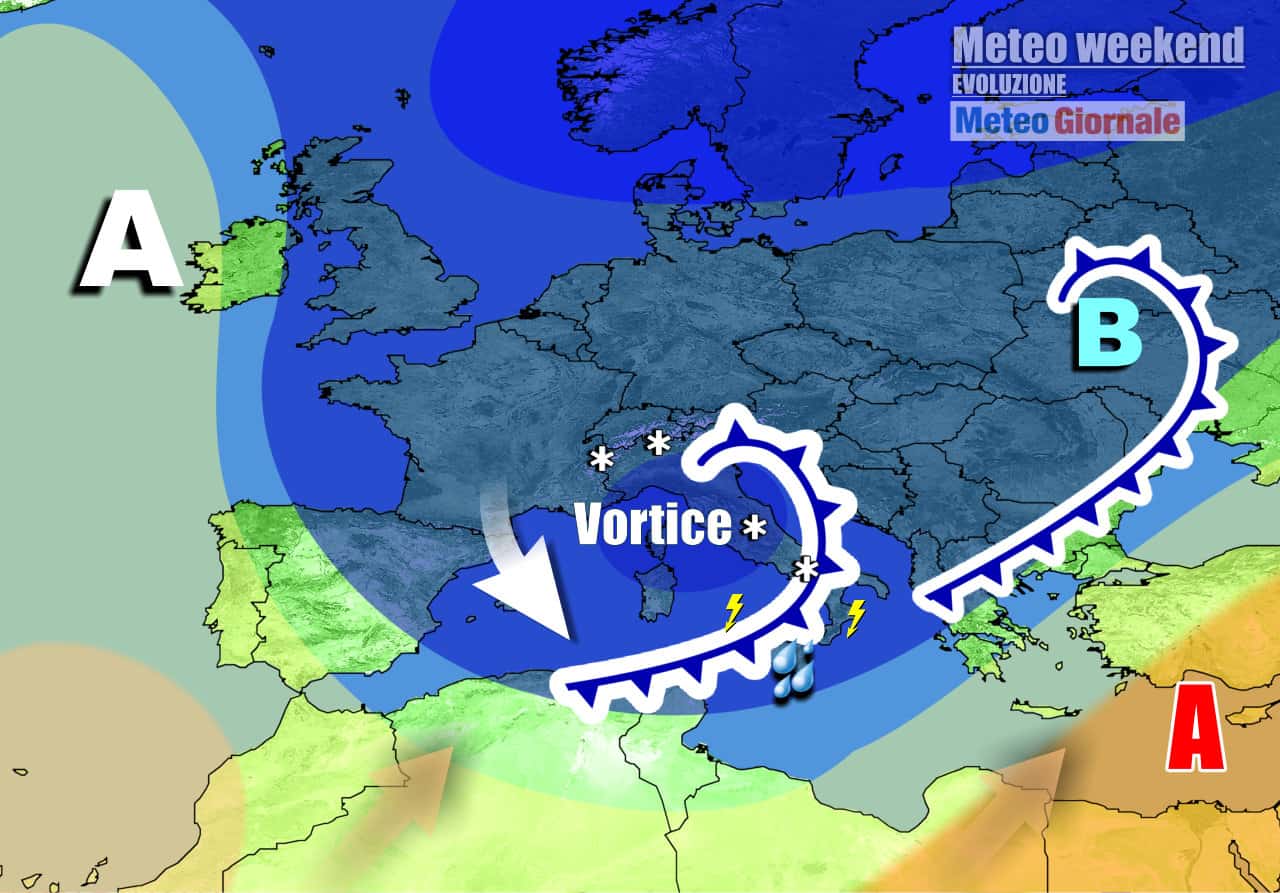 Meteo instabile con neve a quote basse nel weekend