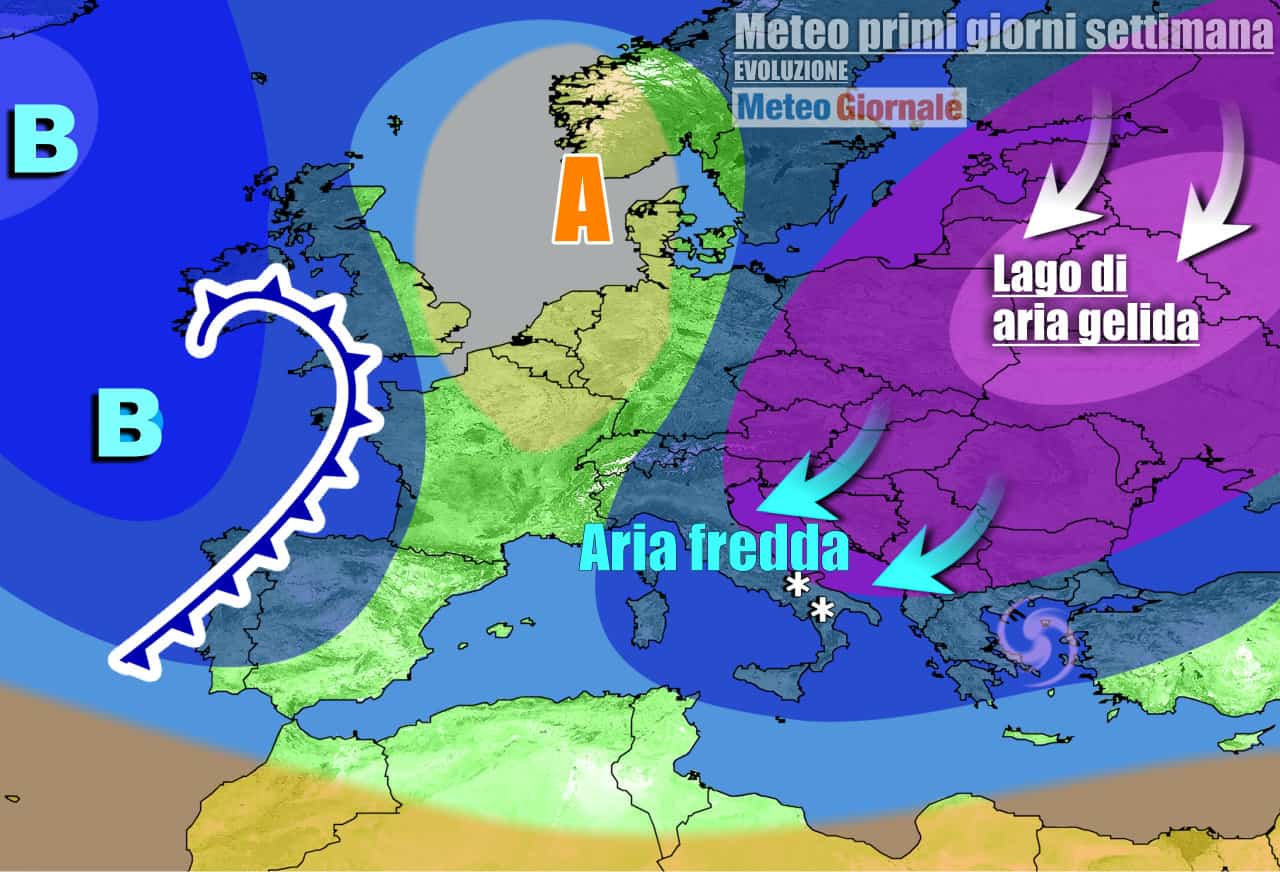 Italia ancora al freddo nei primi giorni della settimana