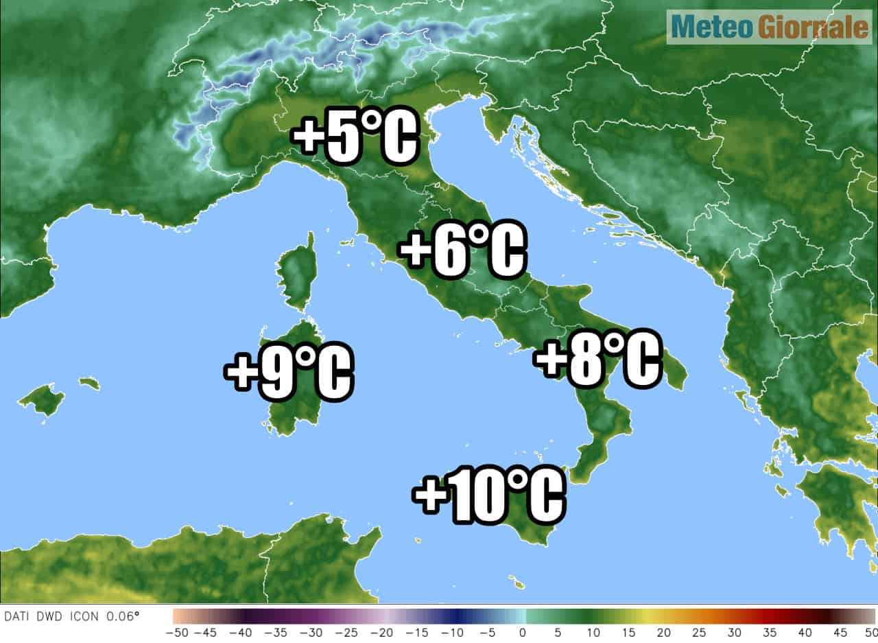 Diretta Meteo: temperature in Italia