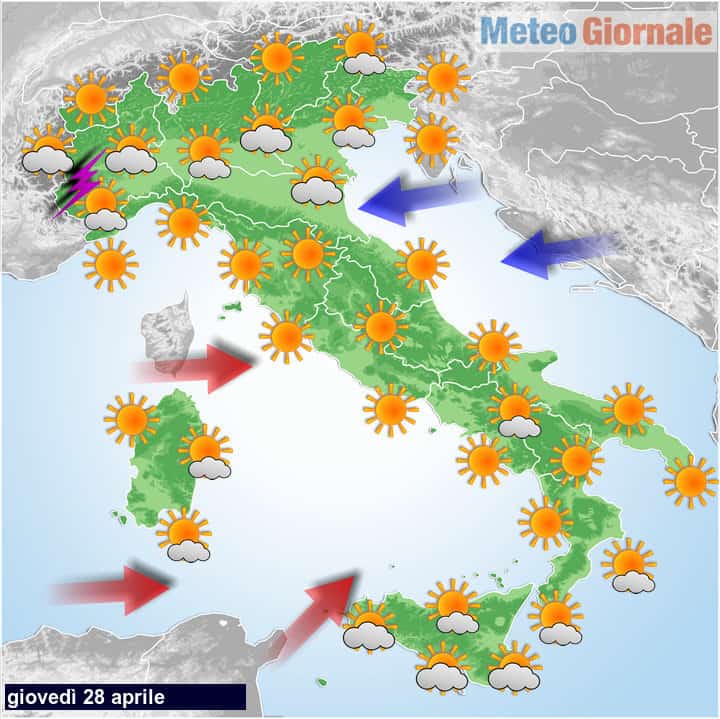 meteo domani 28 04 2022