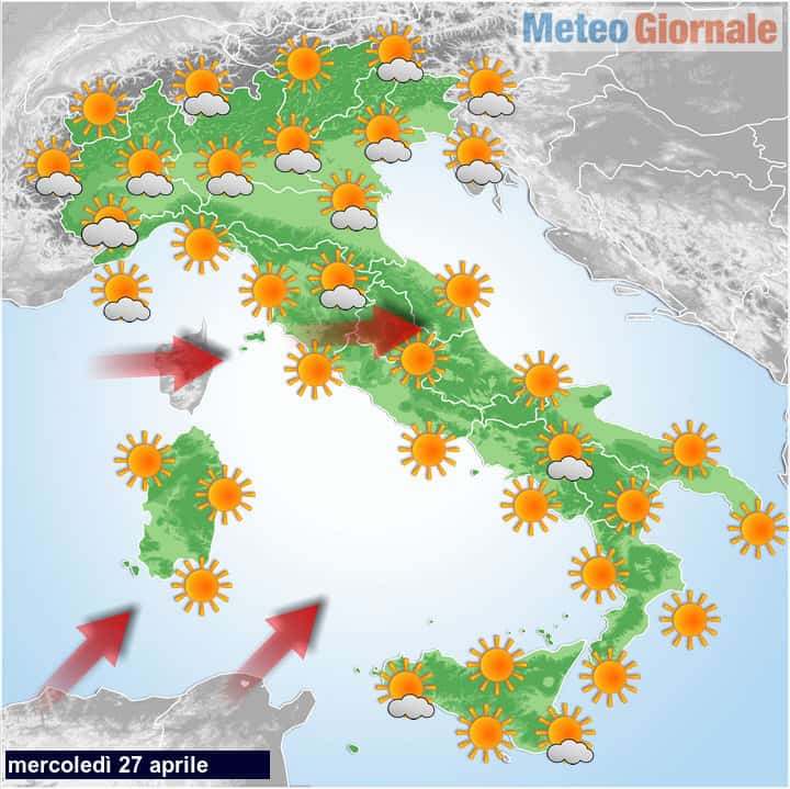 meteo oggi 27 aprile 2022