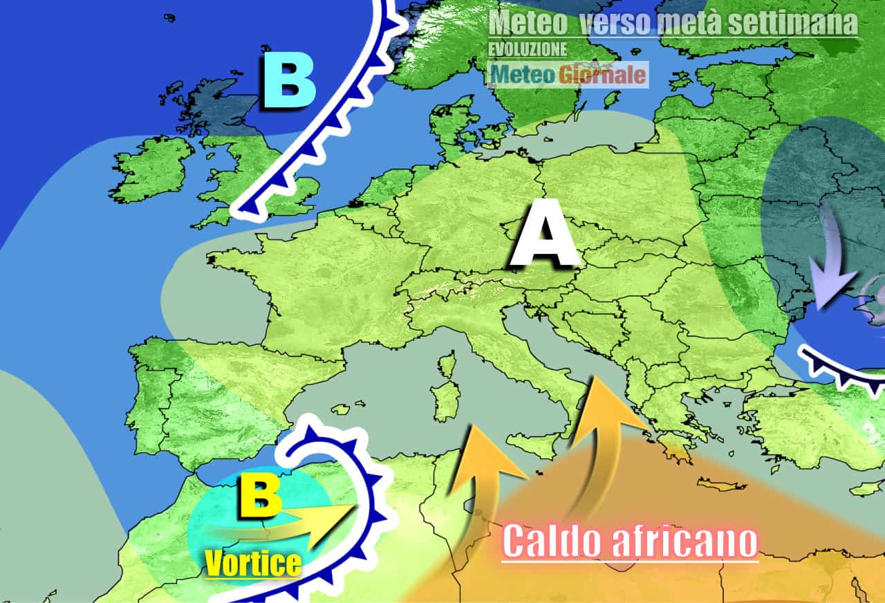 L'anticiclone africano sarà messo gradualmente in crisi
