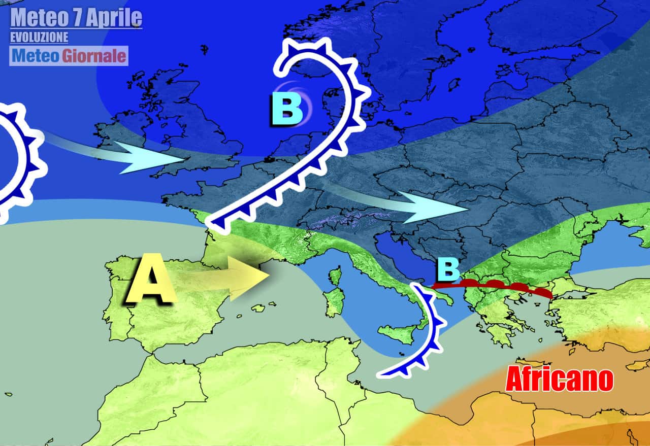 Correnti occidentali sospinte alle nostre latitudini da depressione fredda sul Nord Europa
