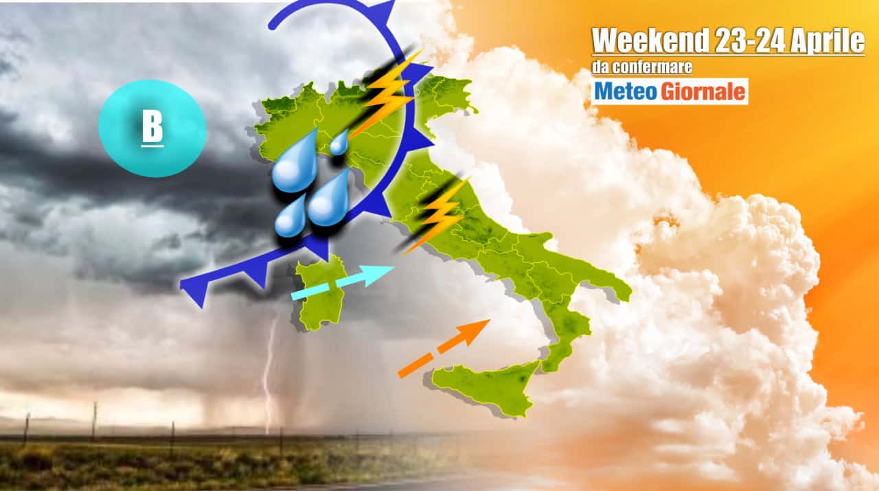 Lo scenario del weekend, con maltempo su parte d'Italia 