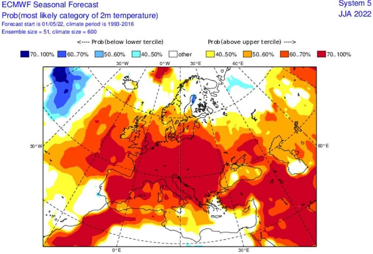 Rischio di estate molto calda per oltre mezza Europa