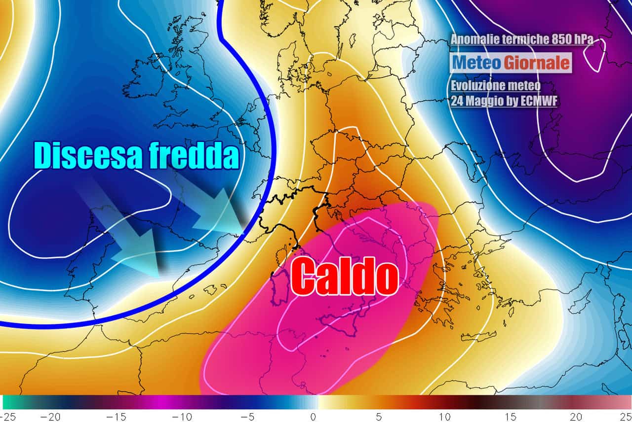 Aria fredda andrà a scontrarsi con il caldo africano