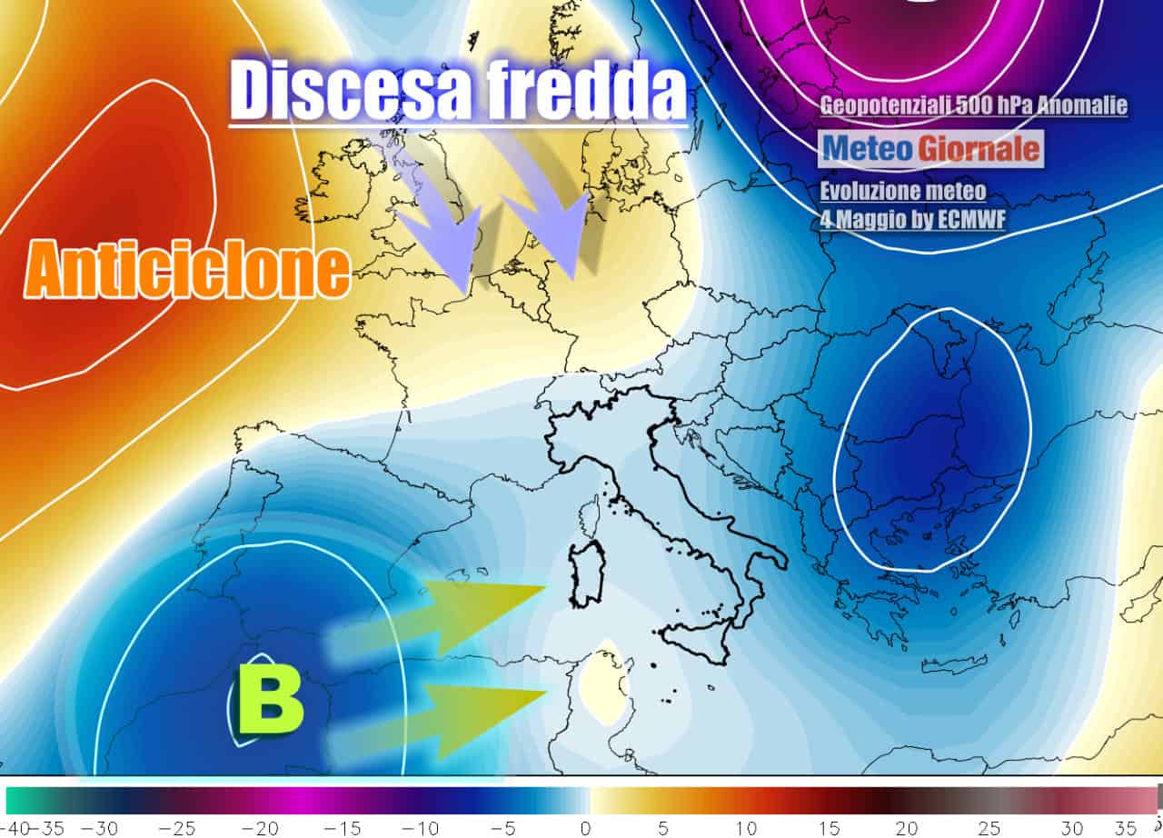 Italia obiettivo di un ciclone che verrà alimentato da un nucleo d'aria fresca e instabile