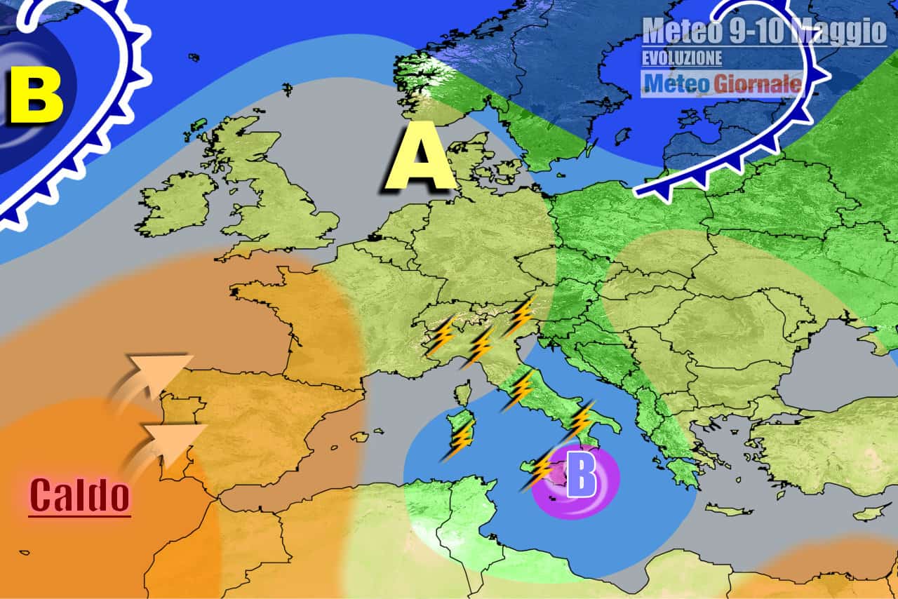 Insidiosa area d'instabilità sull'Italia, prima dell'anticiclone che porterà il primo caldo