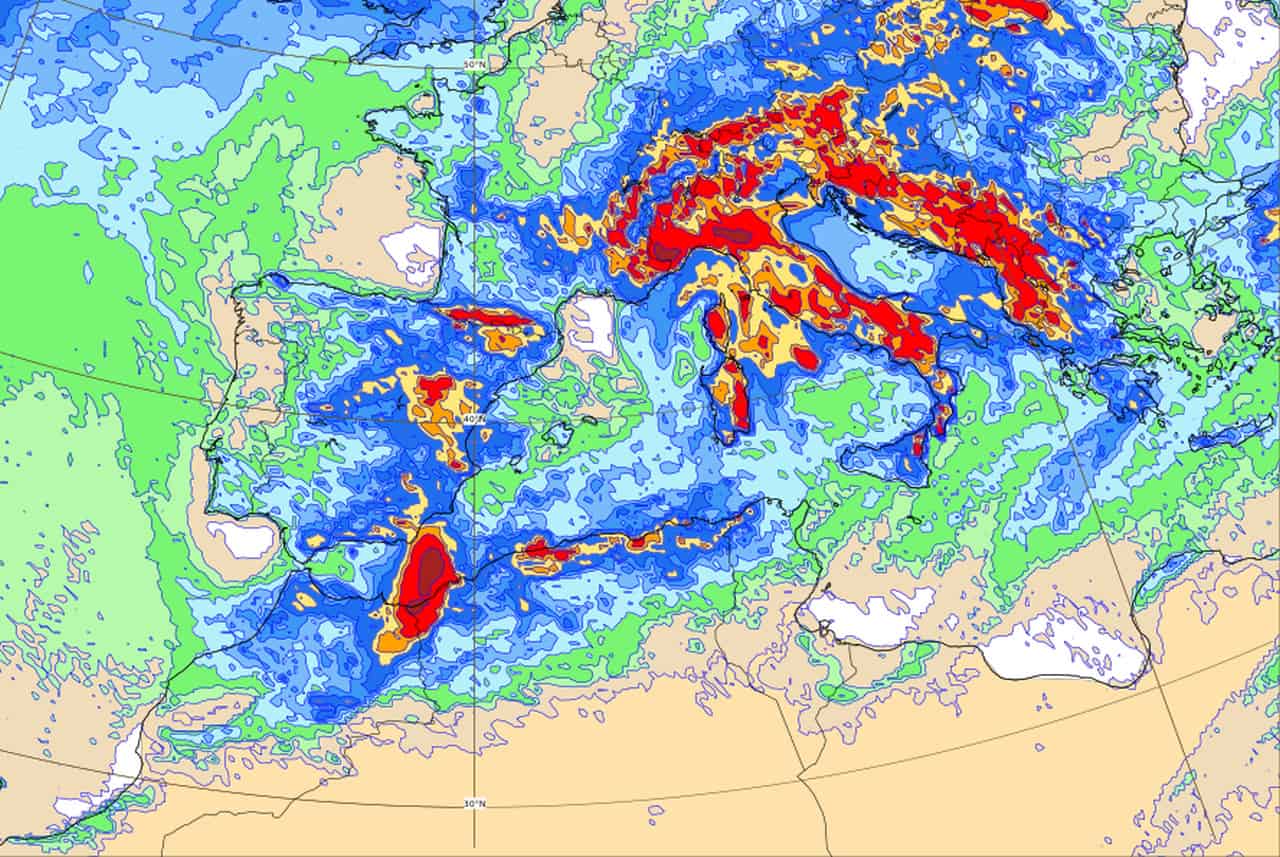 Le piogge abbondanti attese sull'Italia in questa prima parte di Maggio