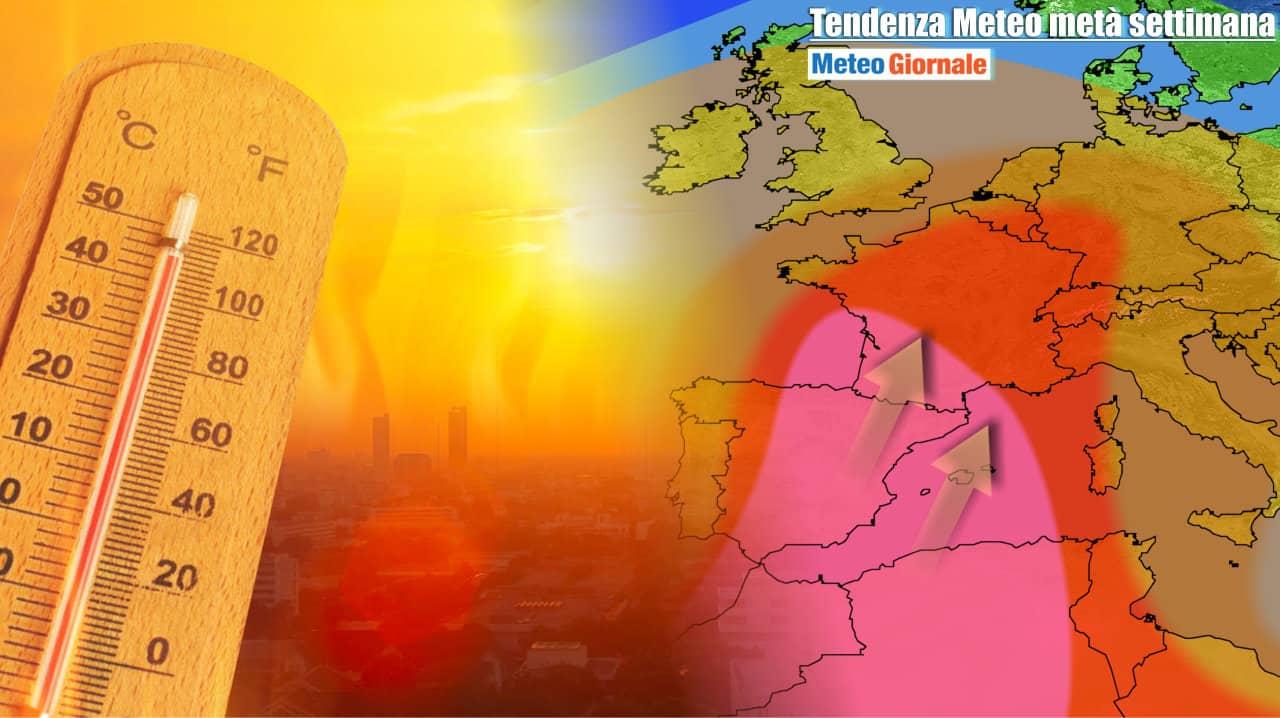 Meteo: Spagna già oltre 42°C, ma andrà peggio. Lingua di fuoco verso Europa