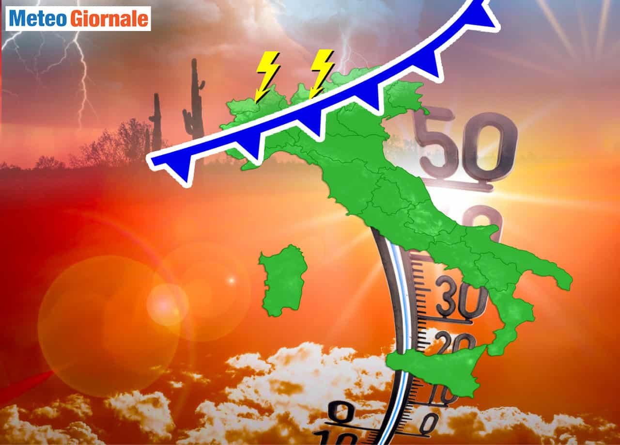 Meteo con Caldo Severo al Centro-Sud (ma migliora), nuovo assalto di temporali al Nord Italia