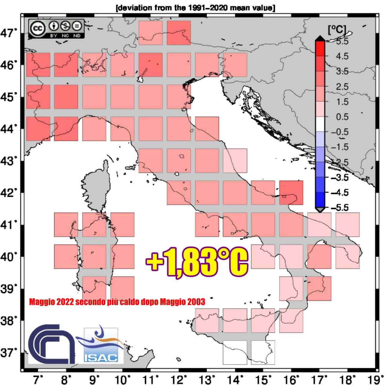 Maggio 2022 praticamente caldo come il Maggio 2003