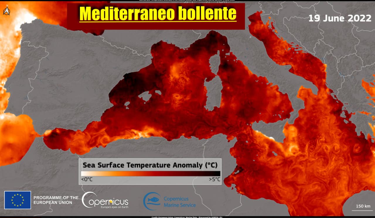 Mediterraneo caldissimo per il periodo