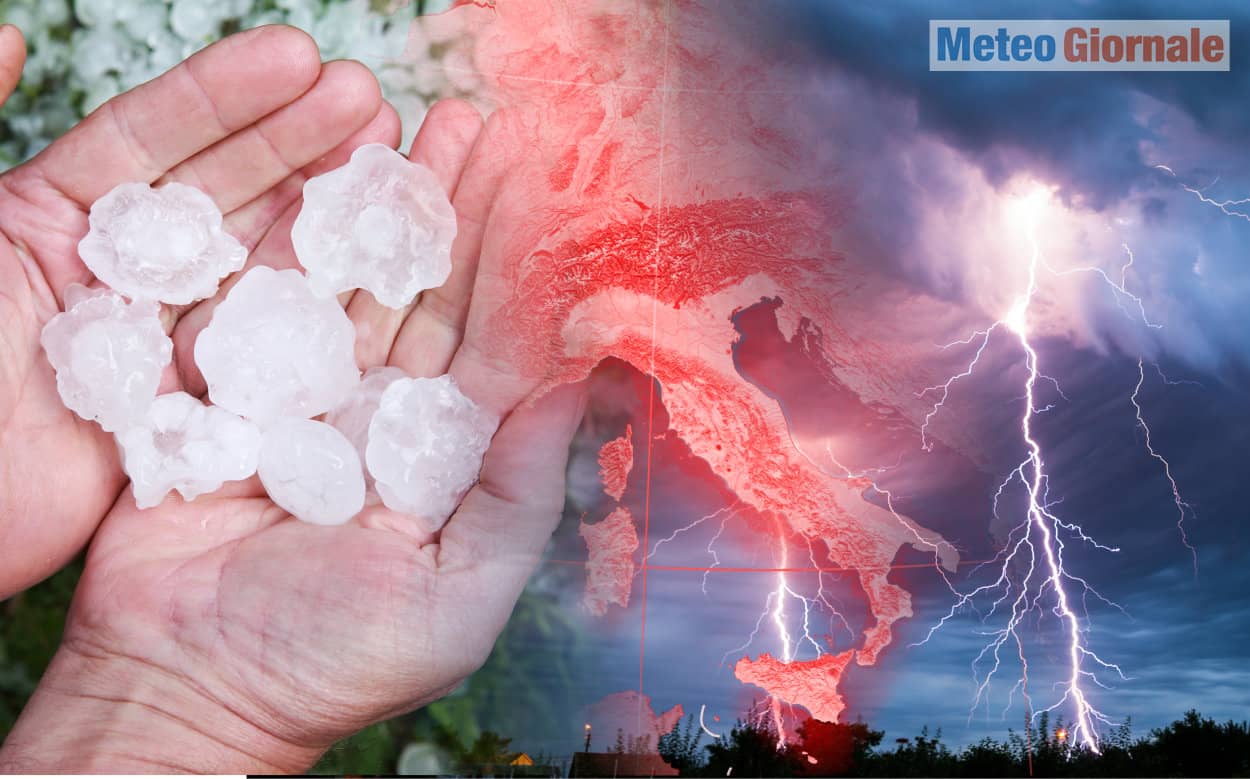 Grandine devastante prevale nei temporali. Meteo sempre più estremo. Attesa altra grandine