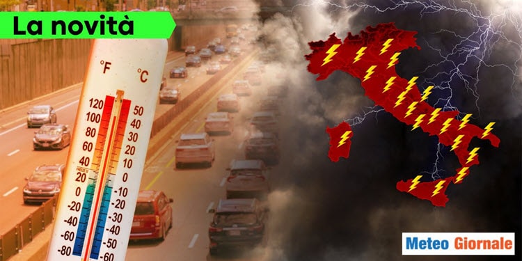 Meteo africano e temperatura in aumento: caldo. E aria oceanica con temporali intensi