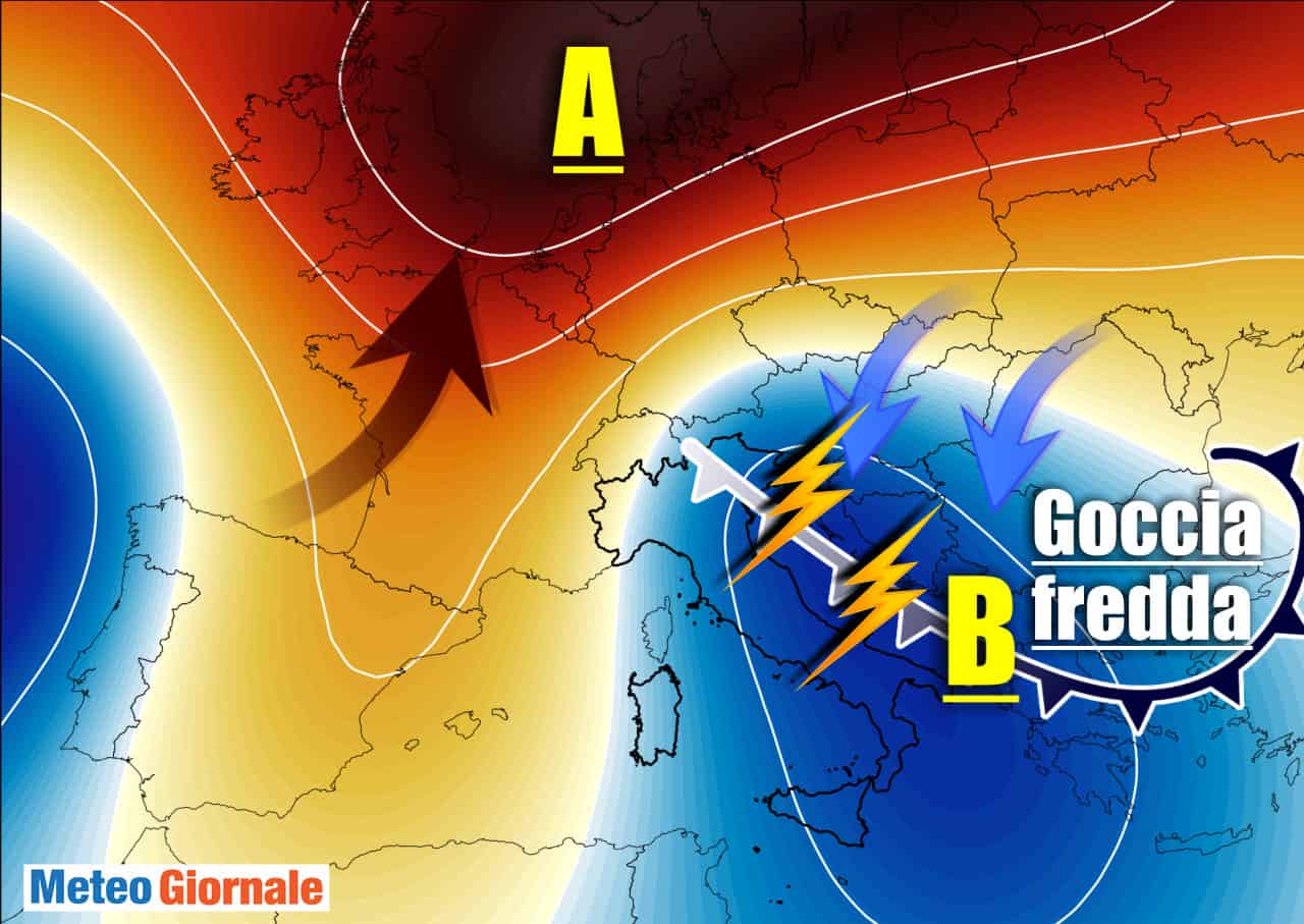 Venerdì, meteo con bolla aria fredda in quota innescherà forti temporali