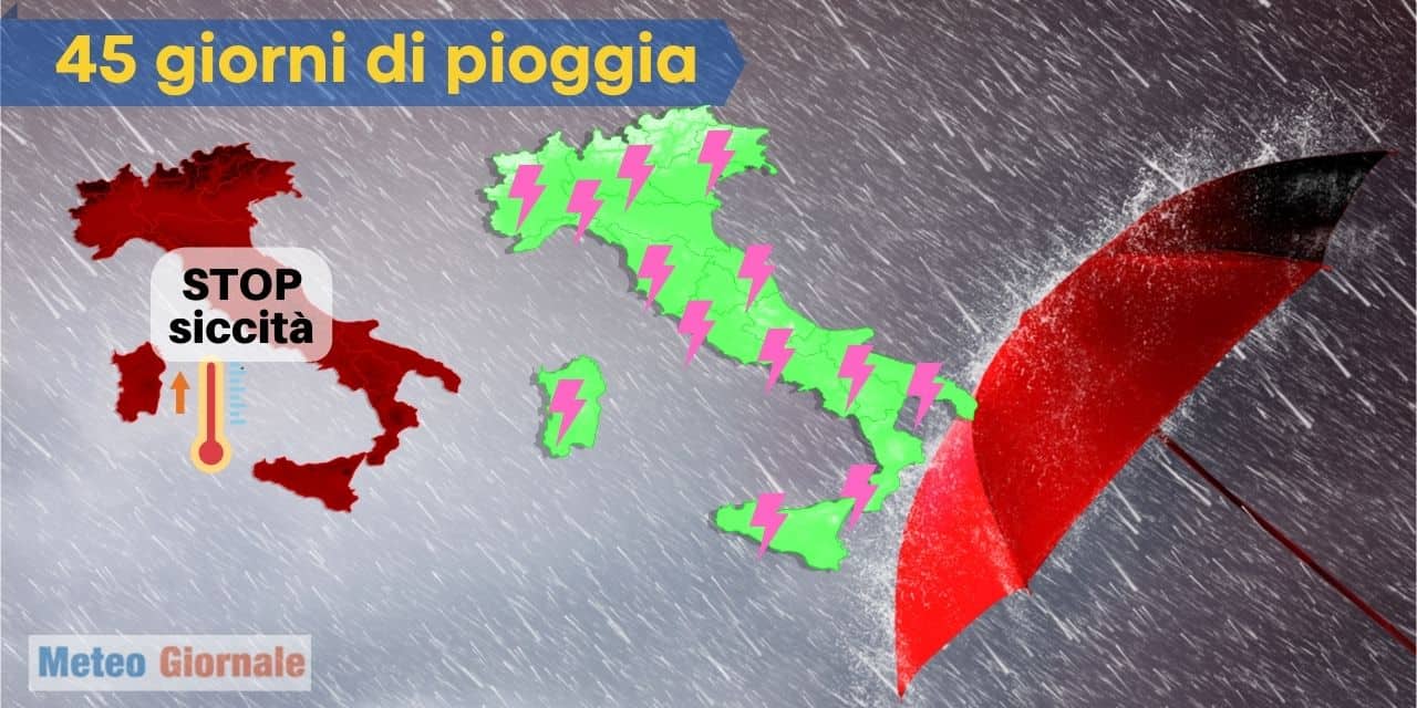 Meteo con stop siccità, piogge intense in Italia.