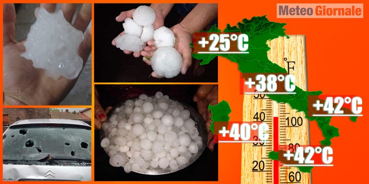 Meteo con grave peggioramento. Nubifragi sparsi, grandine devastante in varie località in atto