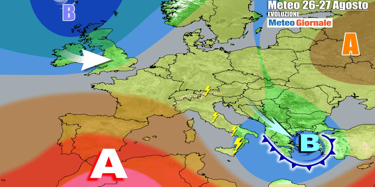 Italia fra anticiclone e temporali diurni
