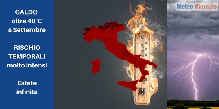 Meteo primi giorni di Settembre: rovente quiete, caldo fuori stagione in attesa della prima bufera con altri temporali