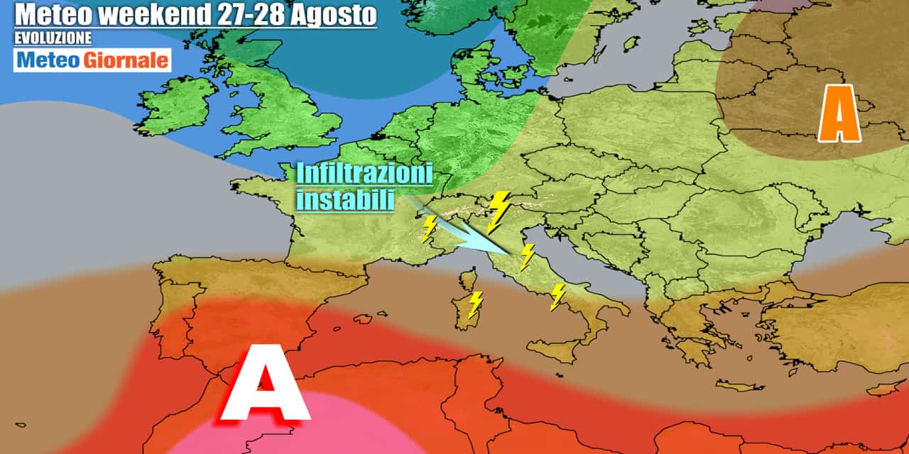 Meteo movimentato nel weekend con improvvisi acquazzoni