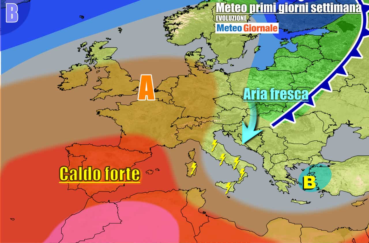 Periodo più fresco ed instabile su parte dell'Italia