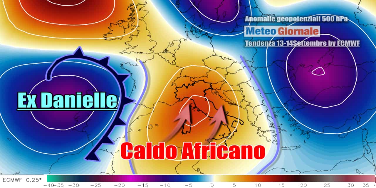 Meteo: verso forte caldo africano indotto dall’ex Uragano Danielle prossimo alle coste europee