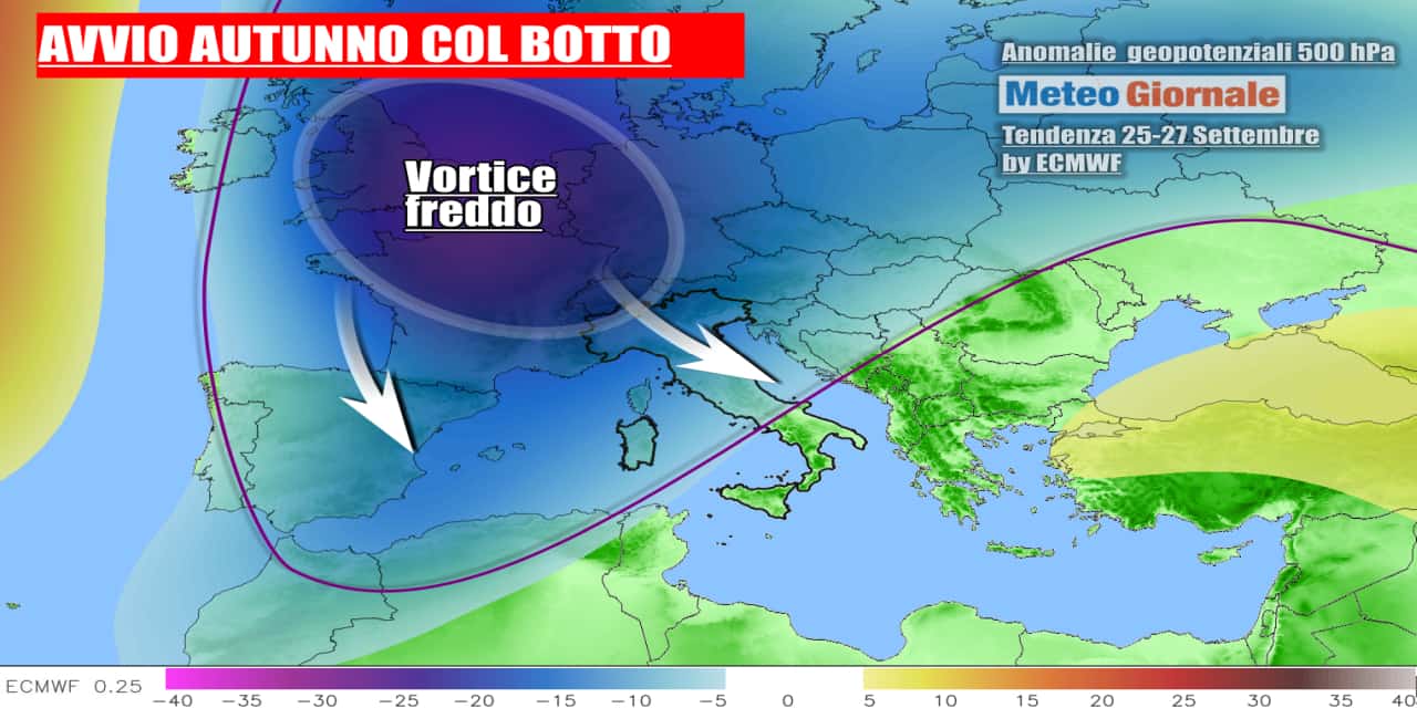 Vortice freddo verso l'Italia