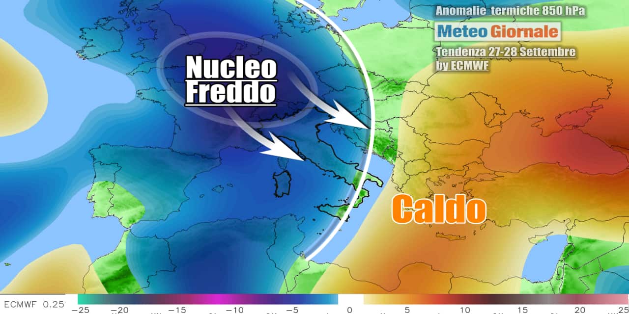 AQria fredda coinvolgerà in parte l'Italia