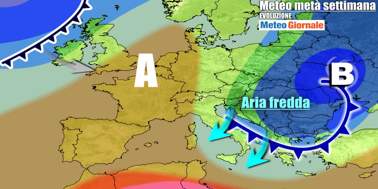 Meteo settimanale caratterizzato dall'ulteriore afflusso d'aria fredda